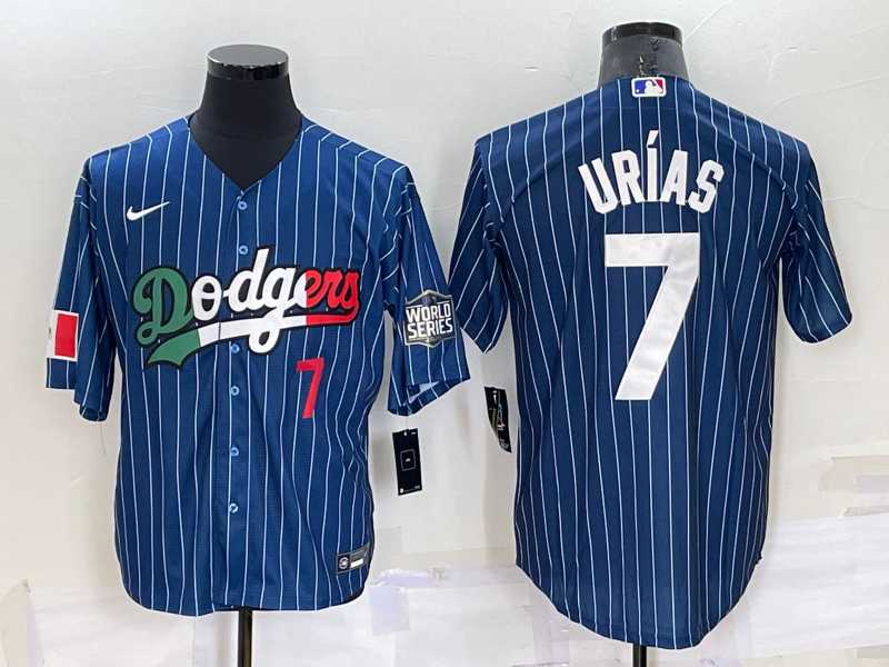 Los Angeles Dodgers7 Julio Urias Number Navy Blue Pinstripe 2020 World Series Cool Base Nike Jersey,We sell and wholesale Los Angeles Dodgers7 Julio Urias Number Navy Blue Pinstripe 2020 World Series Cool Base Nike Jersey on line form chian!